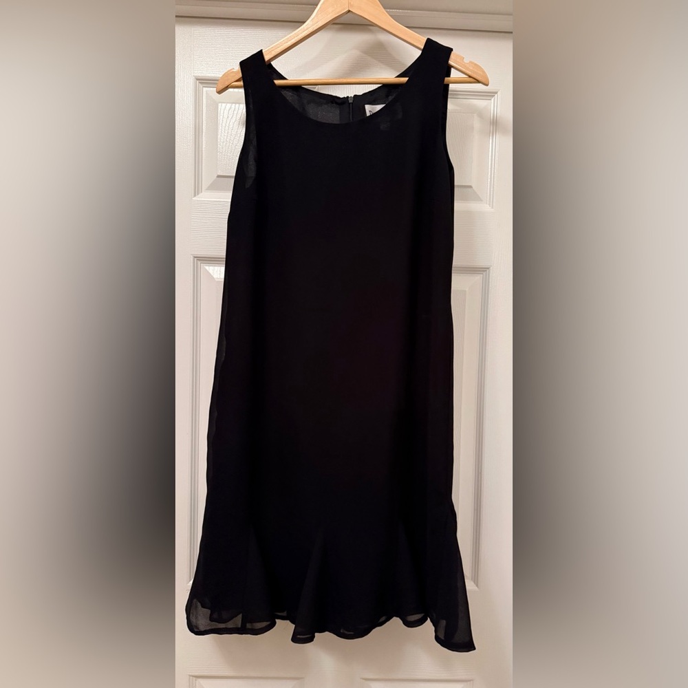 Danny & Nicole Dress Women 10P Black Chiffon Sleeveless Flounce Hem Shift Petite